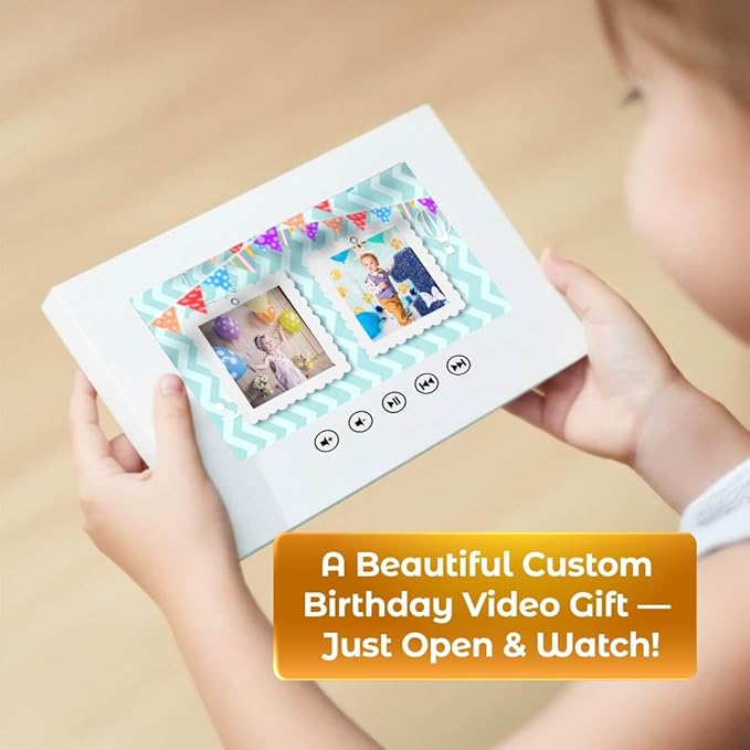 Personalized Video Greeting Card for Infant Birthday – Add Photos for Custom Animation – Heartwarming Baby Gift – 7” LCD Display, 256MB Memory, Rechargeable Battery, Ready for Instant Play
