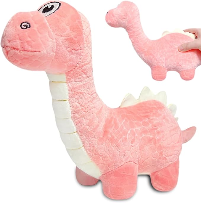 Cute Dinosaur Stuffed Animals Plush Toy for Kids, 12'' Kawaii Brachiosaurus Dino Plush Toys, Pink Dinosaur Stuffed Animal for Soft Dino Toddler Pillow, Birthday Gift, Easter Basket Stuffers