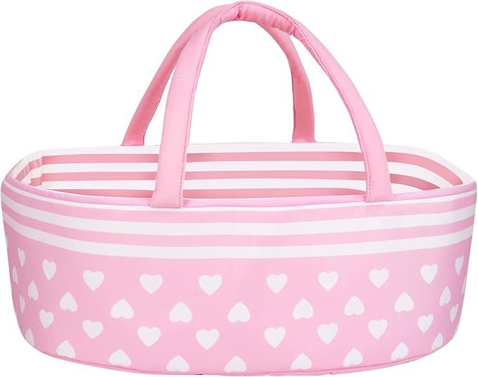 AORI Reborn Baby Dolls Bassinet - Foldable Doll Crib Bed Soft Doll Carrier Accessories with Handle for 17-22 Inches Newborn Baby Girls Pink