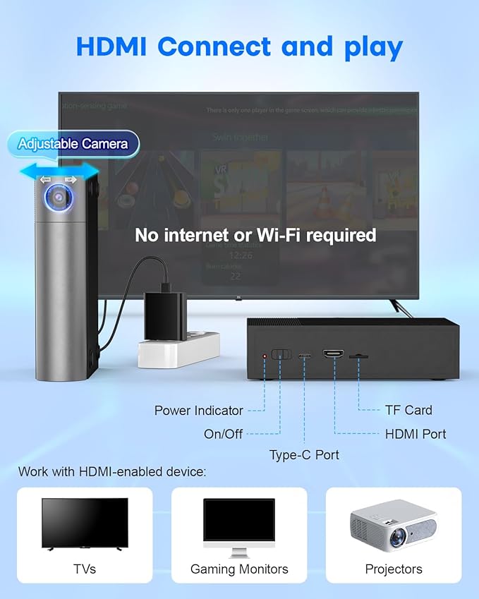 Motion Video Game Console for Kids & Adults, Plug & Play AR Camera Games for TV, for Indoor Physical Play & Interactive Family Fun. Great for Family Game Night, Playtime, and Playdates