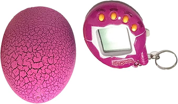 Electronic Pet Children Portable Funny Virtual Digital Pet Game Machine with Egg Shaped Case Gifts for Kids (Pink)