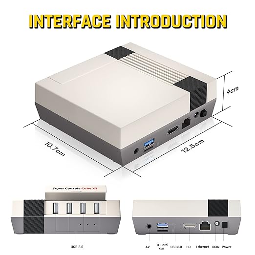 Kinhank Super Console Cube X3 Built-in 65,000+ Games,Retro Video Game Console Compatible with 60+ Classic Emulators,EmuELEC 4.5 Game System+Android TV 9.0,S905X3 Chip,8K Output,Up to 5 Players