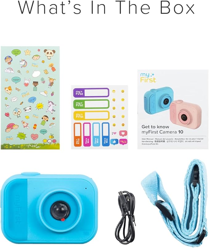 myFirst Camera 10 - Kids Digital Mini Camera for Boys and Girls Durable Design, 5MP Photos 1080p Video, Tripod Adapter, MicroSD Card, Gift for Kids 3-12 (Blue)