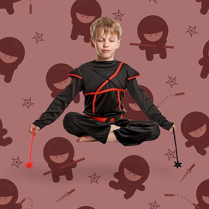 24 Pcs Ninja Party Favors Red and Black Stars Sticky Stretch Toys Elastic Funny Stars Toy for Ninja Birthday Party Favor Supplies