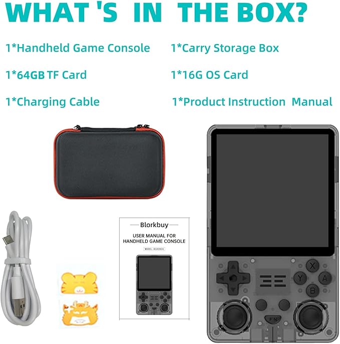 RGB20SX Retro Handheld Game Console Portable Retro Video Console with 4.0 Inch IPS 720*720 HD Screen 5000mAh Battery Retro Portable Gaming Console (Translucent Black)