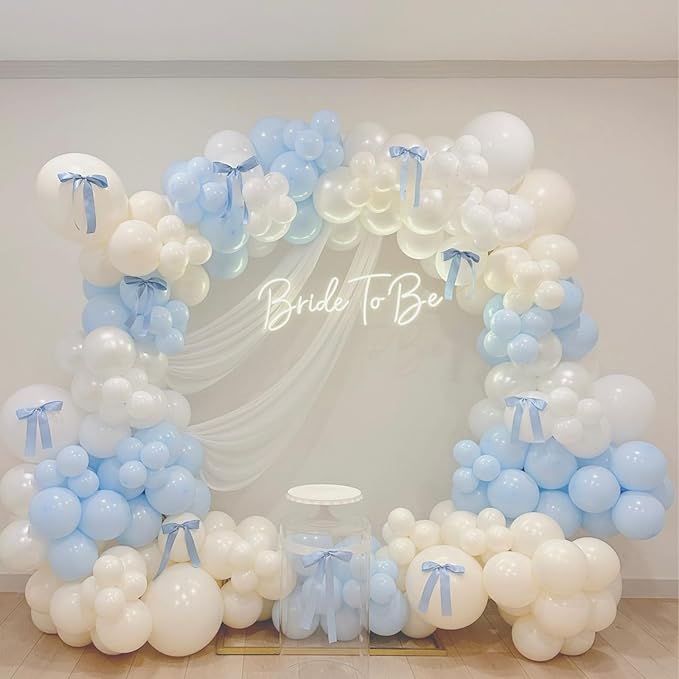 Pastel Blue and White Balloons,12 Inch Light Baby Blue and White with Clear Latex Balloon for Wedding Bachelorette Boy Gender Reveal Bridal Baby Shower Birthday Party Decorations