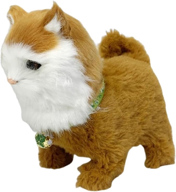 Electronic Walking Cat Toy, Robotic Pet, Vivid, Realistic, with Moving Tail, and, for Children, Gold
