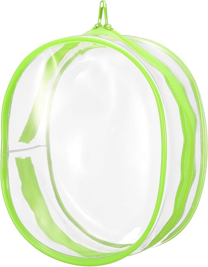 uxcell Figure Display Bag, 6.1 x 3.1 x 7.3 Inch PVC Oval Portable Dolls Pouch Carrying Case Storage Bag Keychain Charm for Showing Off Boxes Dolls, Light Green