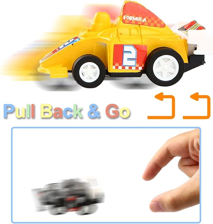 Yeonha Toys Pull Back Vehicles, 12 Pack Mini Assorted Construction Vehicles and Race Car Toy for Kids and Toddlers
