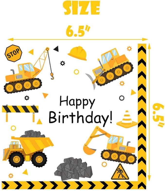51 Pcs Construction 2nd Birthday Party Supplies Dump Truck Two Years Old Tablecloth Paper Plates Napkins Forks Dinnerware for Construction 2nd Birthday Party Supplies Decorations