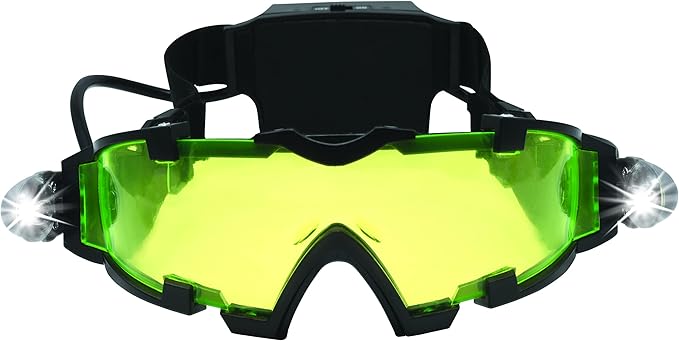 LEXiBOOK - Spy Mission, Spy Night Vision Goggles, Retractable LED Lights, Green Tinted Glass, Adjustable Elastic Bands, Black, RPSPY04