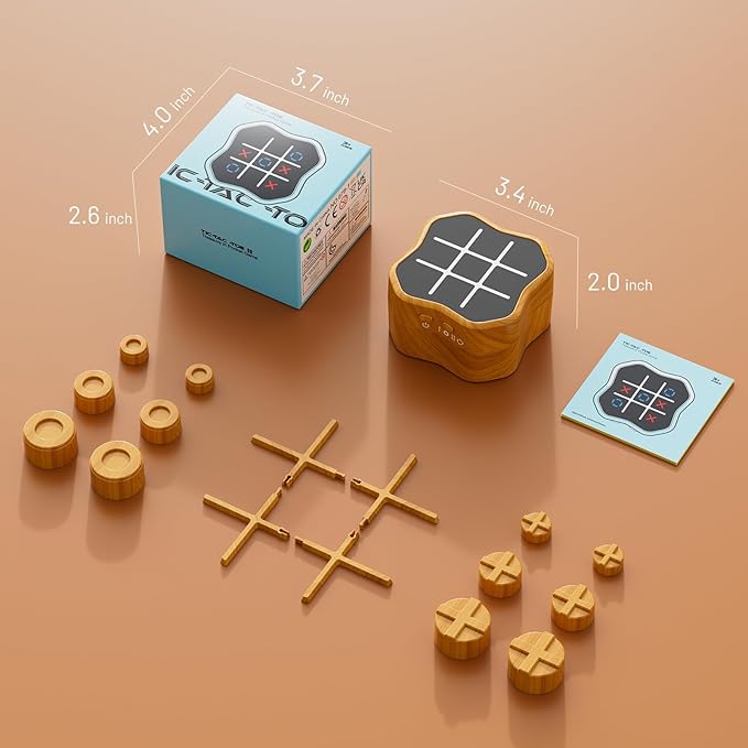 Tic Tac Toe Game, 3-in-1 Electronic Handheld Games Console for Kids Memory Growth, Portable Puzzle Travel Games,Board Game for Kids and Adults, Christmas and Birthday Gifts for All Ages 3+