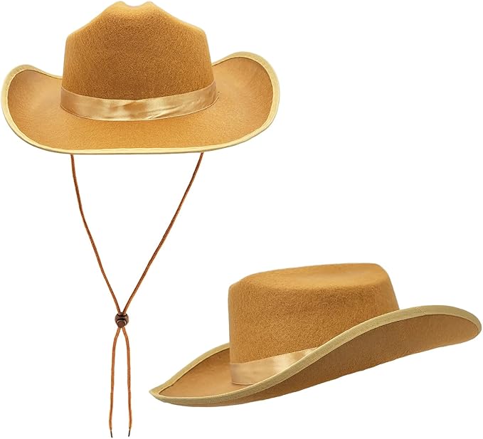 The Dreidel Company Cowboy Felt Western Hat, 22" Circumference Dress Up Costume Clothes for Kids, Pretend Play, Party Favors