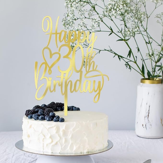 Acrylic Happy 30th Birthday Cake Topper - Cheers to 30 Years Cake Topper, 30 & Fabulous Cake Decoration for Hello 30th Birthday Anniversary Party Cake Decorations Supplies