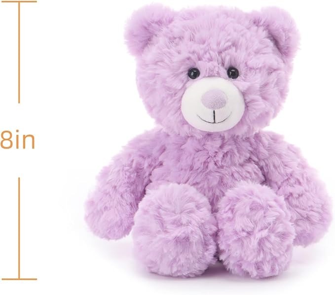 Apricot Lamb Purple Flower Bear Stuffed Animals for Kids, Soft Cute Plush Toys for Baby Girl and Boy, 8 Inches