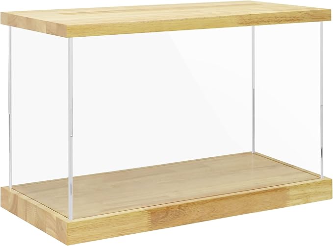 BenchPro Clear Acrylic Display Case for Trophy, Collectibles, Assemble Cube Display Box Stand Dust Proof Protection Showcase for Action Figures Toys. (1.75" & 1" Thick Wood, 16" H x 24" L x 12" D)