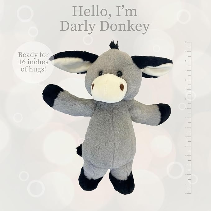 World's Softest Plush Stuffed Animal for Baby, Toddler, Kids, Adults - Adorable Toy Made from Kid-Friendly, Quality Materials - Lushee Darly Donkey, 16"