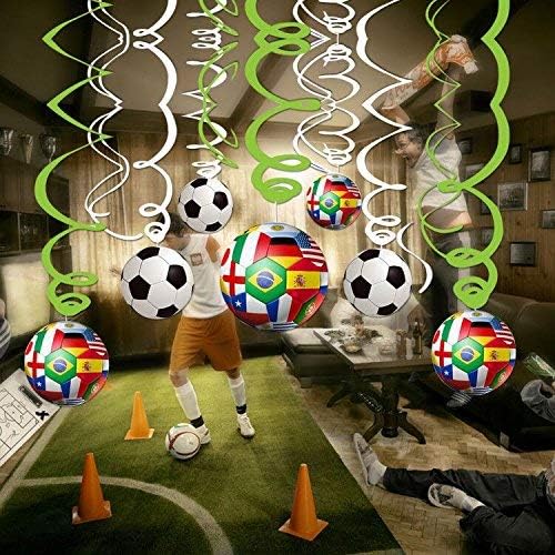 30CT Soccer Hanging Swirl for Soccer Party Supplies Theme Birthday Party Decorations