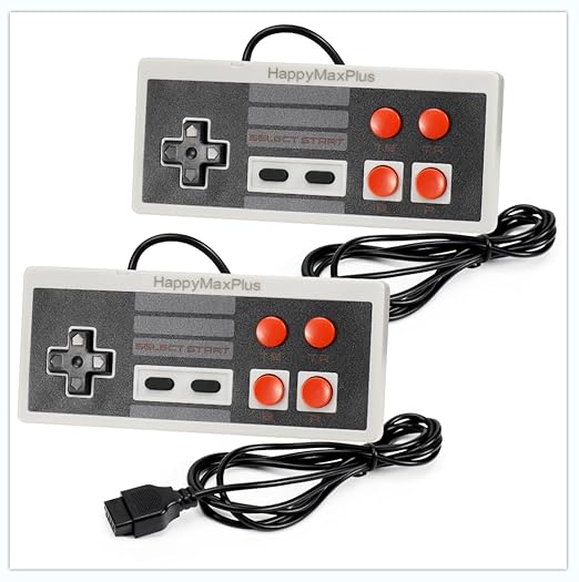 happymaxplus Retro Classic Controller Design for AV 620 HD 621 HD 821 Retro Classic Game Consoles Plug-and-Play Wired Video Game Consoles 9 Pin Plug 2 Packs