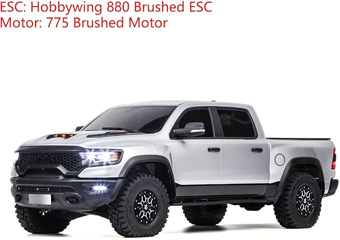 1/8 Remote Control Off Road Car Traction Hobby AWD RC Model Vehicle 2Speed Gearbox Metal Drive Shaft Shock Absorber No Battery Hobby Grade Model for Adult Hobby(Silver)