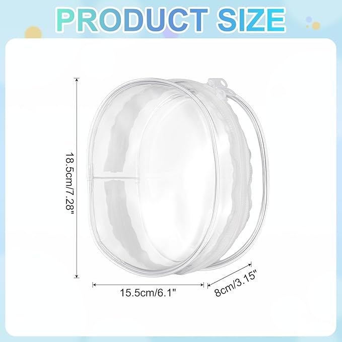 uxcell Figure Display Bag, 6.1 x 3.1 x 7.3 Inch PVC Oval Portable Dolls Pouch Carrying Case Storage Bag Keychain Charm for Showing Off Boxes Dolls, Clear