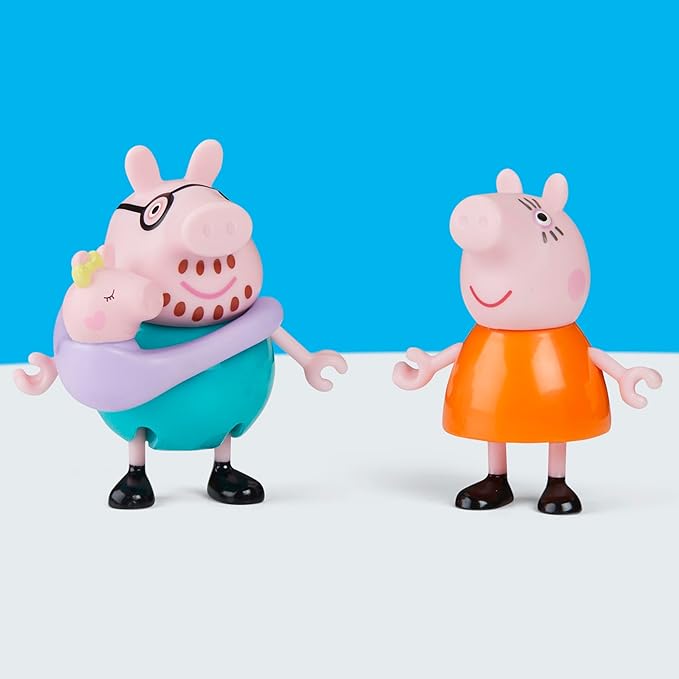 PEPPA PIG Peppa's Family of Five with Baby Evie, Poseable Figures Hold Hands, Preschool Toys for Girls and Boys 3 and Up