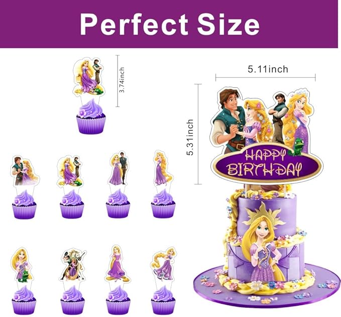 25Pcs Cake Decorations with 24pcs Cupcake Toppers 1pcs Cake Topper for Birthday Party Supplies