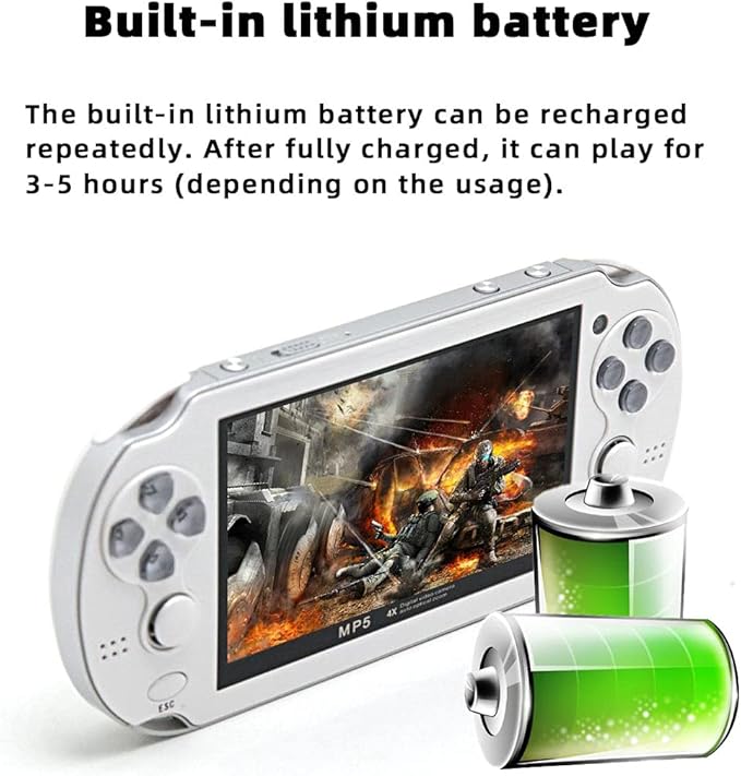 CZT Handheld Game Console - 4.3 inch Double Joystick, 8GB, 2200 Retro Games, Arcade, Multiple Emulator, Mini Portable Game Player, MP3/4, TV Out - Gifts for Children/Men (White)