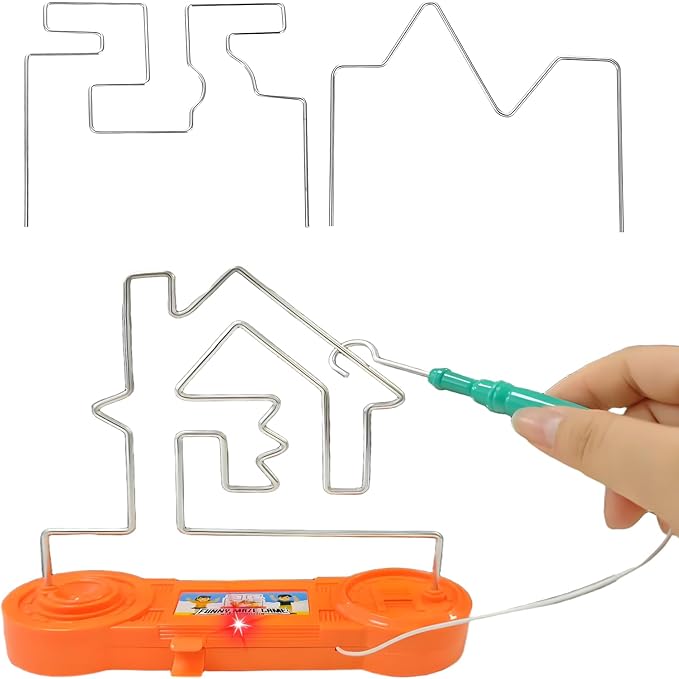 Electric Shock Game for Kids, Brain-Boosting & Fun Challenge Toy, Bright Color Collision Maze with Electric Shock, Engaging Family Game, Safe and Exciting for Children (Orange 3 in 1)