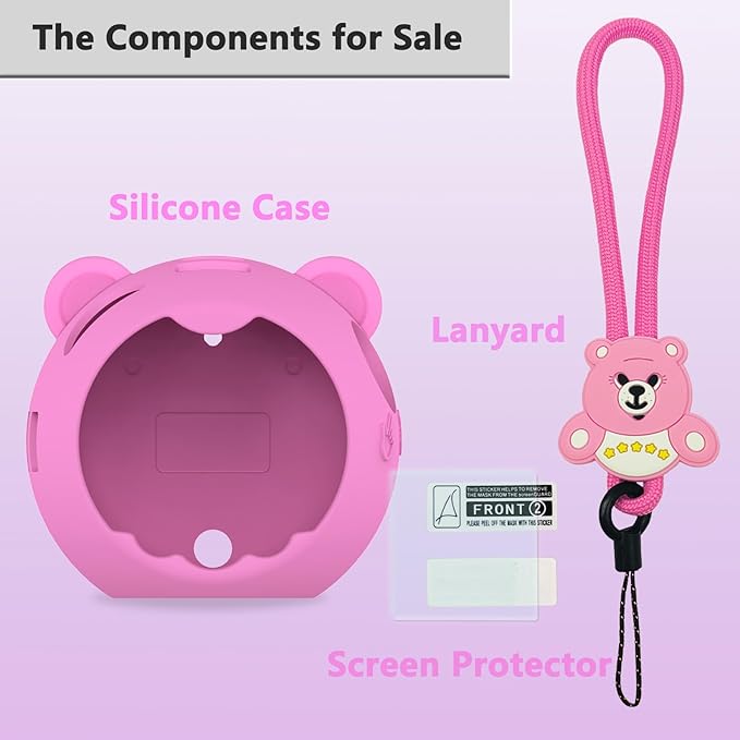 JCHPINE Silicone Cover Case for Punirunes Interactive Digital Toy, Protective Skin Sleeve for Punirunes Digital Pet Toys Squishy Characters Electronic Pets Accessories (Pink Case)