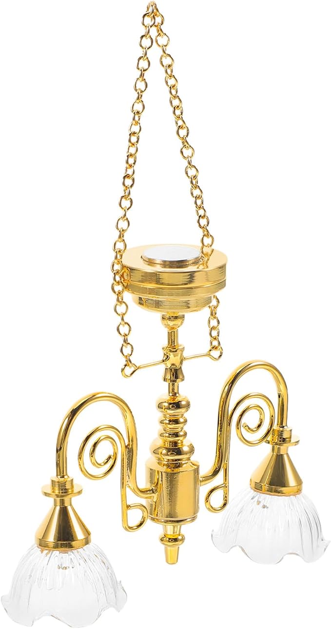 NUOBESTY Dollhouse Ceiling Lamp, 1pc Dollhouse Hanging Lights Led Miniature Doll House Light Battery Operated for DIY Doll House Furniture Accessories