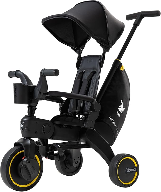 Doona Liki Trike, Midnight Edition - 5-in-1 Compact, Foldable Tricycle - Suitable for Toddlers 10 to 36 Months