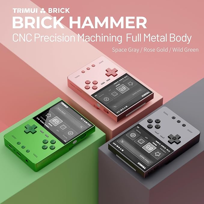TRIMUI Brick Hammer Retro Handheld Game Console – Metal CNC Aluminum Alloy Body, 3.2" IPS Screen, 8GB Storage, Expandable to 1TB, Built-in 3000mAh Battery