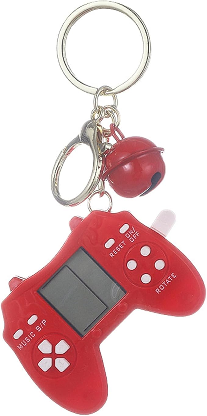 Retro Classic Game Console Pendant Keychain Playable Electronic Miniature Handheld Mini Games Machine with Keychain Ring Gift (O5)