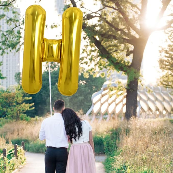TONIFUL 40 Inch Large Gold Letter H Balloons, Foil Mylar Big Balloons for Birthday Party Anniversary Supplies Decorations