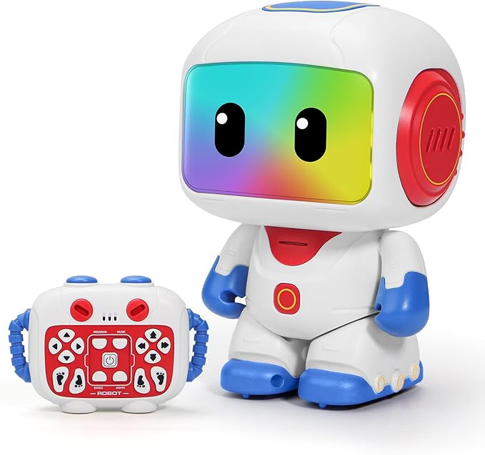 GILOBABY Programmable RC Robot Toy for Boys, Rechargeable STEM Astronaut w/LED Face, Voice Recording, Dancing, Remote Jetpack, Gift for 4 5 6 7 8 Year Old Kids (Blue-r)