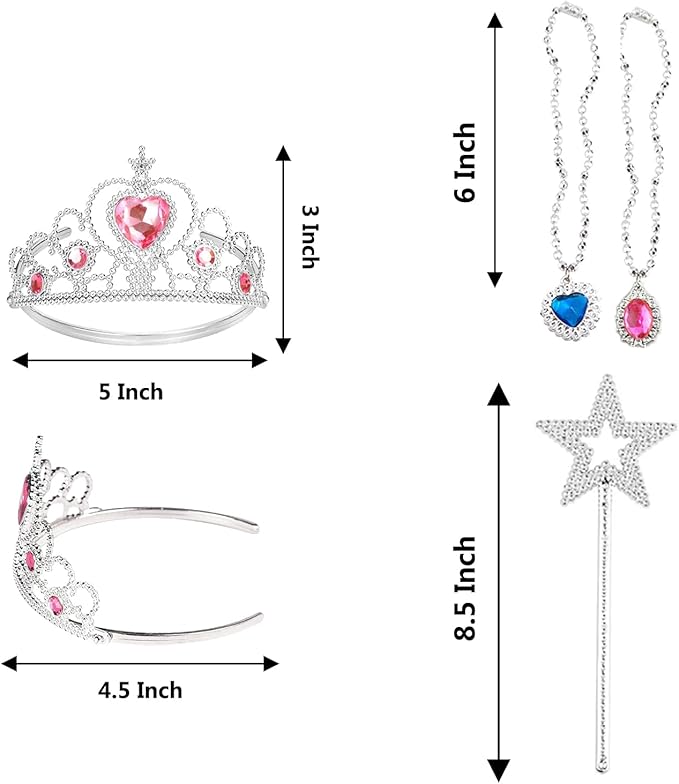 S & E TEACHER'S EDITION 60 Pcs Tiaras Crown Set, Princess Pretend Play Dress Up Set 12 Crowns 12 Wands 24 Rings 12 Nacklaces Princess Jewelry Toys for girls Costume Party Accessories