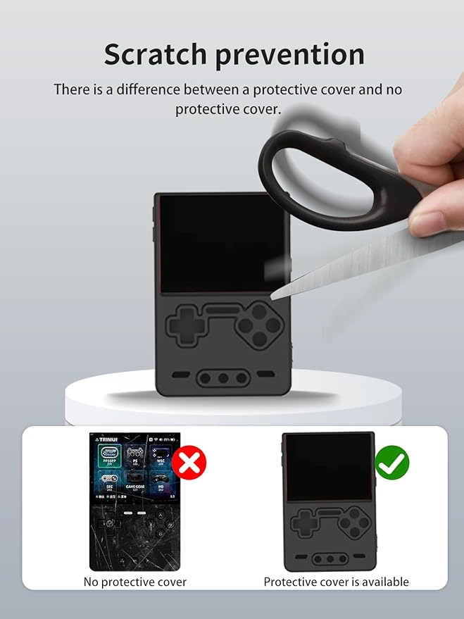 for Trimui Brick Handheld Game Console Gaming Controller Silicone Grip Case ，Soft Skin Silicone Case Full Protective Case Cover with Lanyard-Black