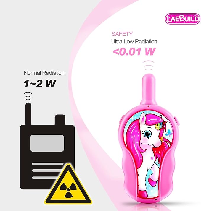 Unicorn Walkie Talkies for Kids Girls, 2 Pack Two Way Radio, Long Range Toddler Toys, Birthday for 3-8 Year Old Girls