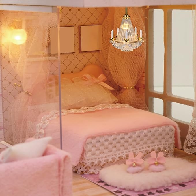 TOYANDONA Dollhouse Chandelier - 1/12 Scale Doll House Ceiling Lamp Miniature Dollhouse Lights Led Battery Operated for Doll House Decoration Accessories