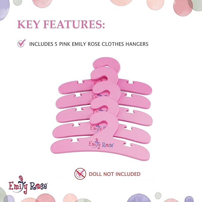 Emily Rose 18 Inch Doll Closed Door Clothes and Accessories Closet – Butterfly Furniture Collection – Fits 18” Dolls Like American Girl Our Generation Adora My Life As – Includes 5 Hangers – USA Brand