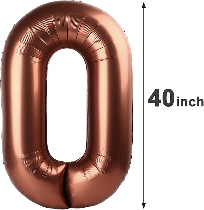 Dark Brown Helium Number Balloon 40 Inch, Giant Foil Coffee Brown Number 0 Birthday Balloons, Large Numbers 10 20 30 40 50 60 70 80 90 100 2025, Party Celebration Supplies Decorations