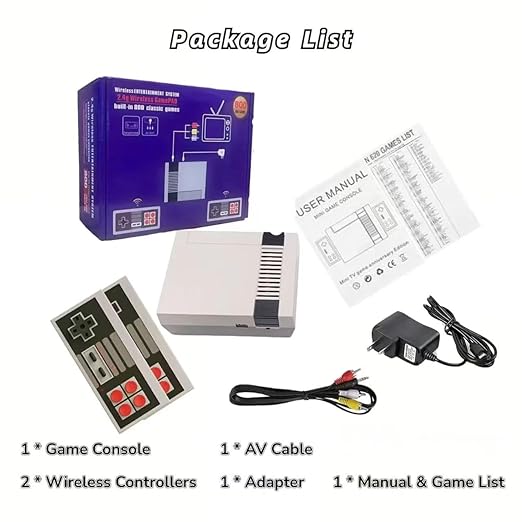 Classic Mini Retro Game Console Built in 620 Video Games,Av Output Plug and Play Game System with Dual Wireless Controllers.