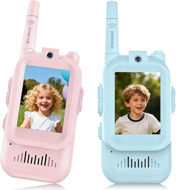 Video Walkie Talkie for Kids, Toys for 3-12 Year Old Boys Girls,Long Range 2 Way Radio Toy with Voice Effect, Birthday for Camping Outdoor