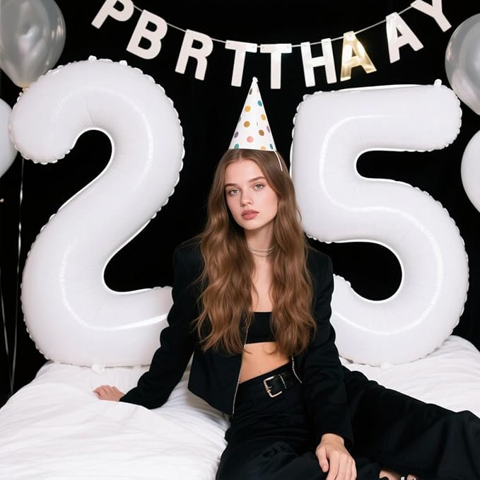40 Inch Giant Mylar Number 5 White Helium Balloon - Birthday Gift for 5 Year Old Girl Boy, 5 15 25 35 45 50th 55 Anniversary Party Decorations 2025