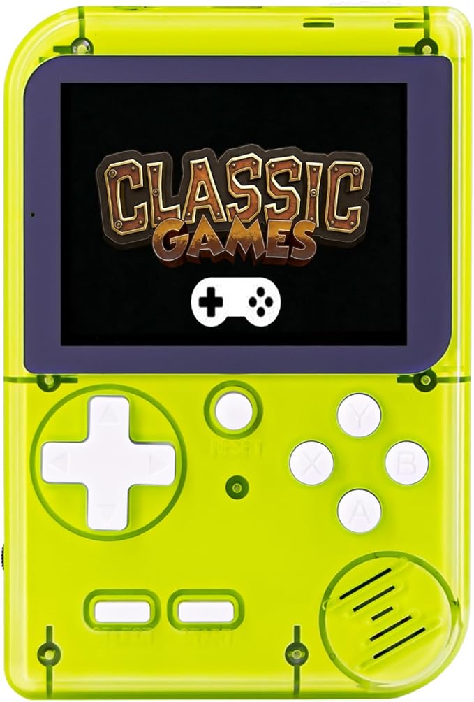 Kids Handheld Game Console Pre-Loaded 400 Classic Games, Portable Video Game Console with 2.8" Color Screen, Rechargeable Battery, Handheld Electric Game Console for Boys Girls (Green)