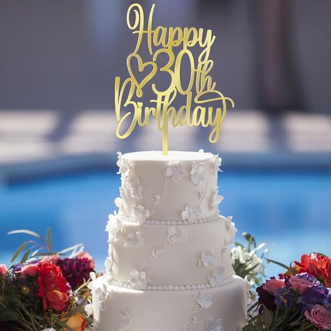 Acrylic Happy 30th Birthday Cake Topper - Cheers to 30 Years Cake Topper, 30 & Fabulous Cake Decoration for Hello 30th Birthday Anniversary Party Cake Decorations Supplies