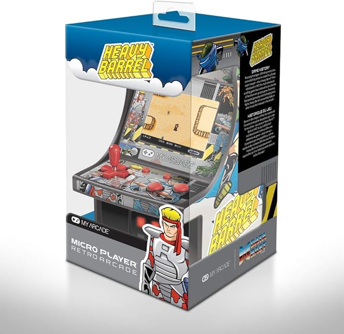 My Arcade Micro Player Mini Arcade Machine: Heavy Barrel Video Game, Fully Playable, 6.75 Inch Collectible, Color Display, Speaker, Volume Buttons, Headphone Jack - Electronic Games,DGUNL-3205