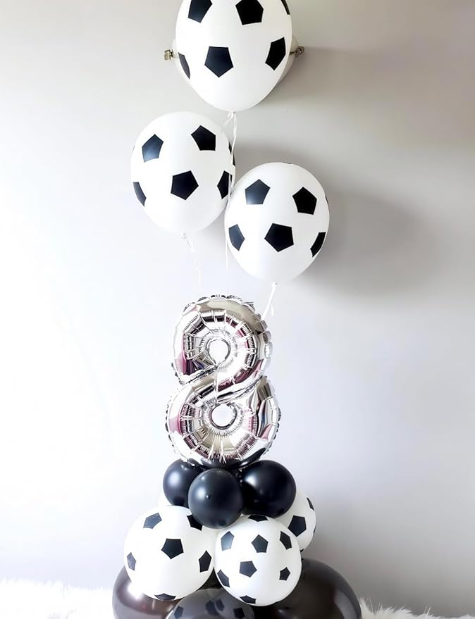 Soccer Balloons, 50Pcs Black and White Soccer Printed Balloons 12 Inch Latex Balloons for Boys Birthday Party, Game Day Decorations, Sports Theme Party Supplies