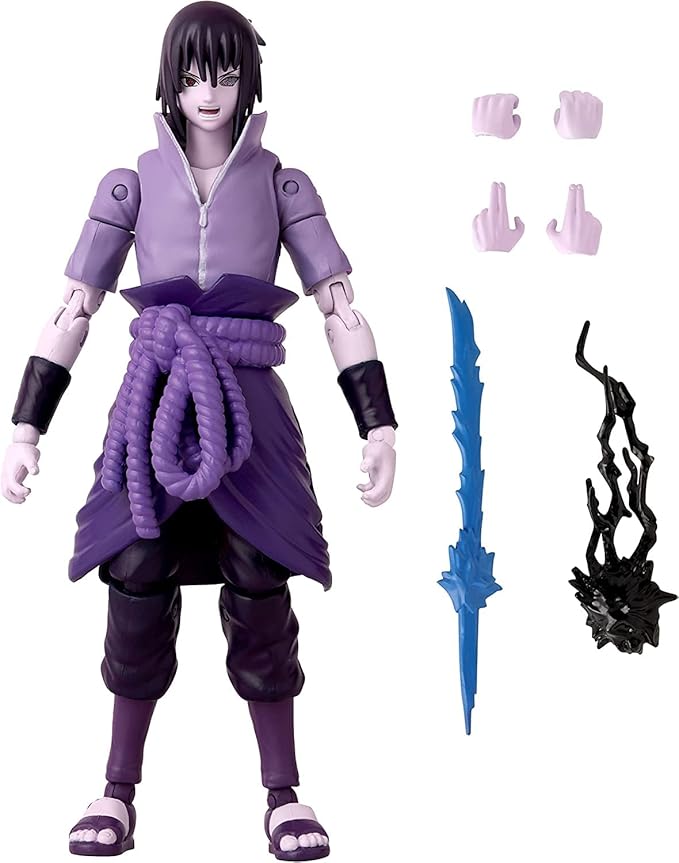 BANDAI Anime Heroes Action Figure Uchiha Sasuke Rinnegan/Mangekyo Sharingan | 17cm Sasuke Figure with Extra Hands and Accessories | Naruto Shippuden Anime Figure Action Figures for Boys and Girls